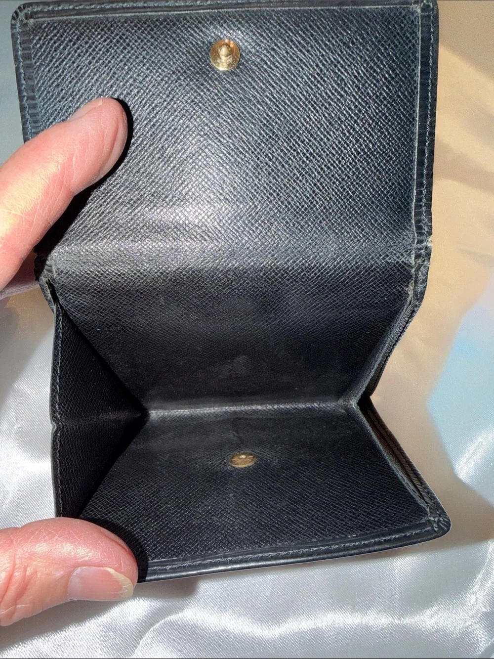 Louis Vuitton Auth Vintage Black Epi Elise Compact Snap Wallet w COA